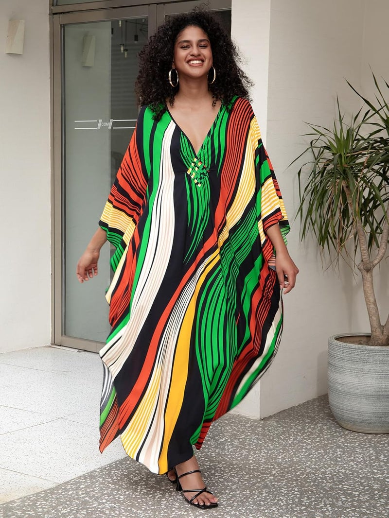 KEYLORTING Women's Plus Size Kaftan Dress – Plus Size Maxi Dress Moo Moos Beach Cover Up,Bathing Suit Cover-Up Loungewear - Image 5